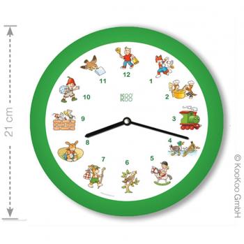 KOOKOO KinderLieder Verde, pequeño Reloj de Pared, Cada Hora Suena una de 12 Canciones Infantiles conocidas en cítara y Flauta Alta