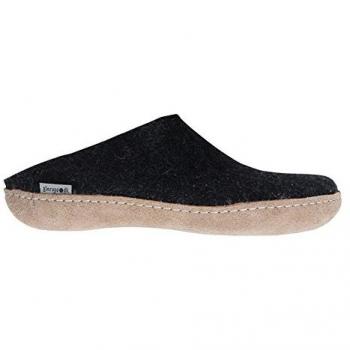 Glerups Charcoal Wool Slippers for Adults, Open Heel Design, Size 39 M