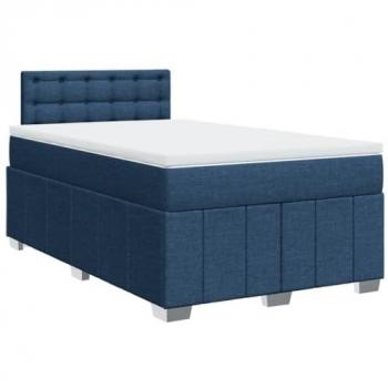 Cama box spring de muelles con colchón en tela azul 120x190 cm