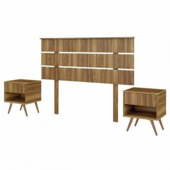 Cabecero Maroto con 2 Mesitas Color Roble para Habitación Doble Matrimonio 135/150 cm