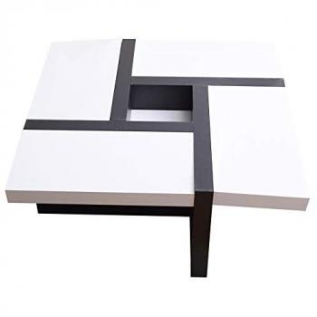 Mesa auxiliar cuadrada Mobili Rebecca de MDF blanco y negro, moderna, dimensiones 35x80x80