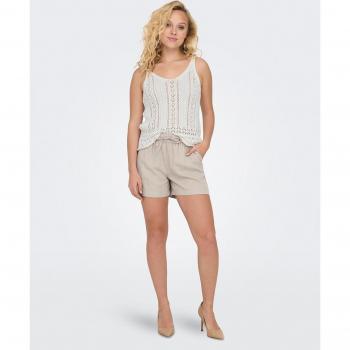 Only - Short de lino para mujer con cintura ajustable