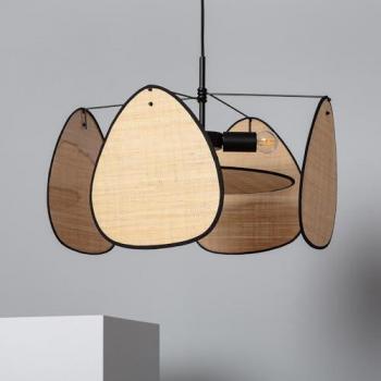 Lámpara Colgante de Metal y Rafia Hades Natural E27 1500xØ500 mm para Decoración de Salón, Habitación y Dormitorio