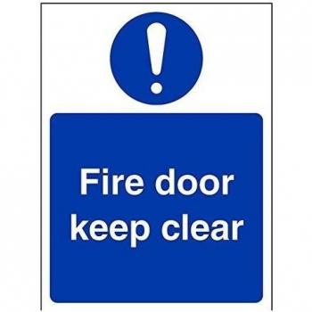 vsafety 18039 an-sFire puerta Keep transparente 'obligatorio signos, vinilo autoadhesivo, vertical, 150 mm x 200 mm), color azul