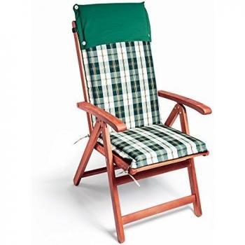 Set de 6 Cojines de Asiento con Respaldo Alto Vanamo Verde/Blanco a Cuadros 120x45x5cm