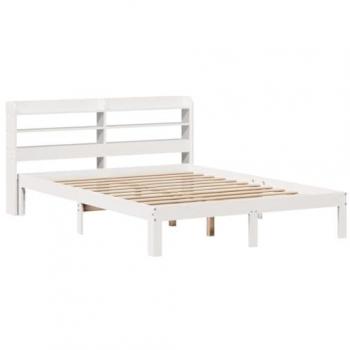 Estructura de cama con cabecero de madera de pino blanco 120x190 cm