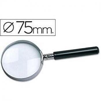 Liderpapel Lupa Cristal Aro Metálico Mango Negro Diámetro 75 MM