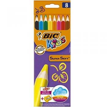 BiC Kids Supersoft - Caja de lápices de colores con sacapuntas