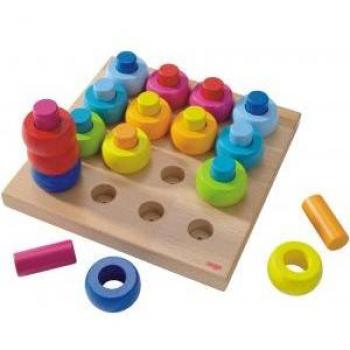 Juego de ensartar anillos de colores HABA, 32 piezas, 19x19 cm, a partir de 2 años
