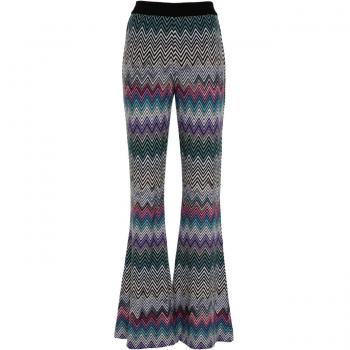 Missoni Women's Zig Zag Motif Wool Trousers in Clear Blue, Size 38