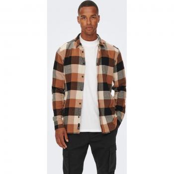Camisa de hombre Only & Sons Gudmund3T de cuadros en color Silver Lining, manga larga