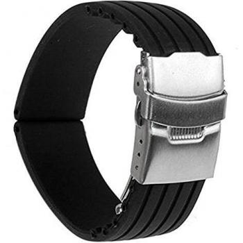 Correa Mudder para reloj, de goma de silicona, con hebilla desplegable, 22 mm, negra