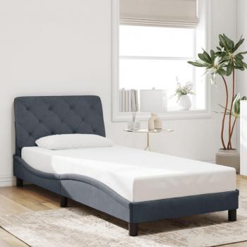 Cabecero de cama de terciopelo gris oscuro 90x190 cm con estructura y diseño moderno