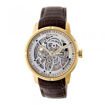 Heritor Ryder Gold Automatic Skeleton Leather Watch