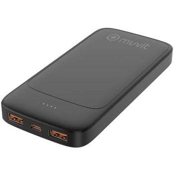 Batería Externa Muvit For Change 10000 mAh, Carga Rápida PD20W, 2 USB-A + USB-C, Triple Salida Simultánea, Apta para Avión, Material Reciclado