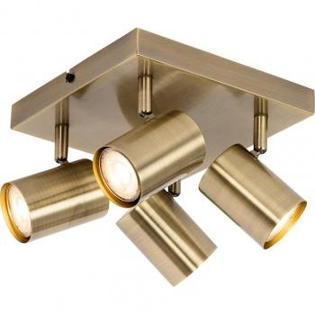 Lámpara de techo moderna bronce 4 luces rectangular orientable Jeana QAZQA