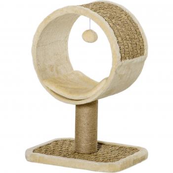Árbol rascador para gatos PawHut con túnel superior y poste de yute natural