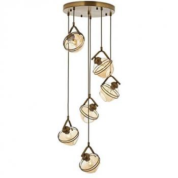 Lámpara de techo vintage WELLHOME para 6 bombillas E27 con estructura de metal 100x45x45 cm