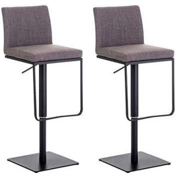 Set 2x Taburete Panamá en Tela Gris Negro, Ajustable y Giratorio