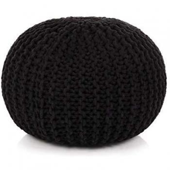 Puf de punto de algodón 50x35 cm Negro