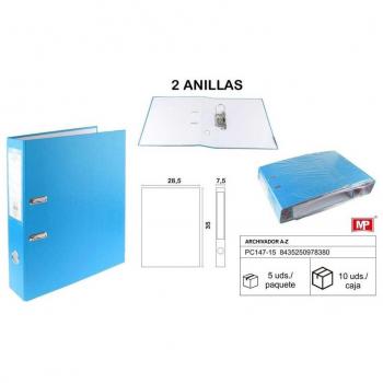 Archivador A4 Azul Claro de 2 Anillas
