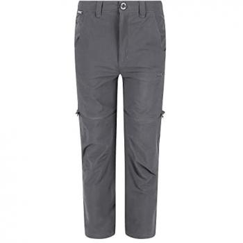 Regatta Kids Water-Repellent Highton Stretch Zip Off Walking Trousers, Seal Grey, Size: 7-8 Years - Sale