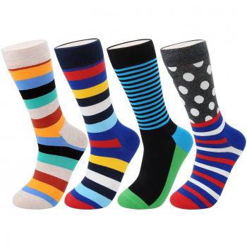 FULIER Hombres Paquete de 4 Algodón Rico Inteligente Diseño Vistoso Cómodo Vestido Becerro Calcetines UK 6-13 EUR 39-47