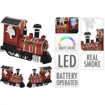 Escena Navideña Tren con Humo Real 7,5x19x12,5cm