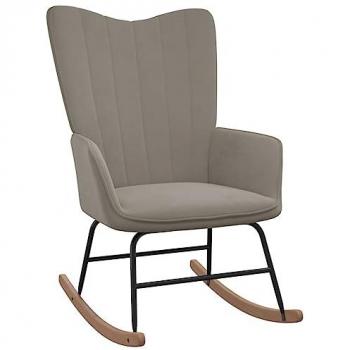 Silla mecedora de terciopelo gris claro