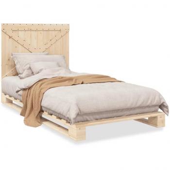 Cama de madera maciza de pino con cabecero 100x200 cm