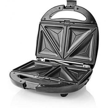 Nedis - Sandwichera Multiusos - Sándwich/Gofre/Grill - 800 W - Fácil de Limpiar - Negro