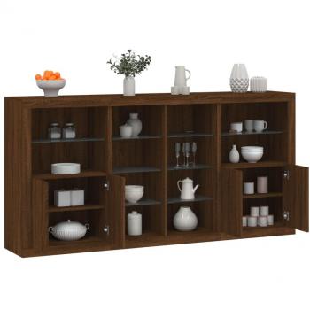 Aparador con luces LED vidaXL 202x37x100 cm Mueble de Almacenaje de Salón, Buffet para salón, Armario Auxiliar, Armario de Almacenamiento en roble marrón