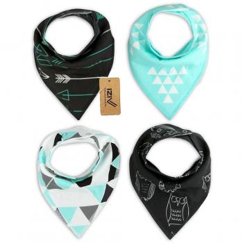iZiv Baberos del Bebé - Paquete de 4 Diseños Pañuelo con Snaps Ajustables, TPU Impermeable Guarnición para niño 0-2 años