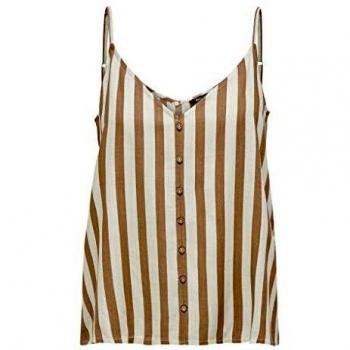 Only Onlastrid Singlet Wvn Noos Cami Shirt, Stripes: Silver Conce Stripe Cloud Dancer, 36 para Mujer