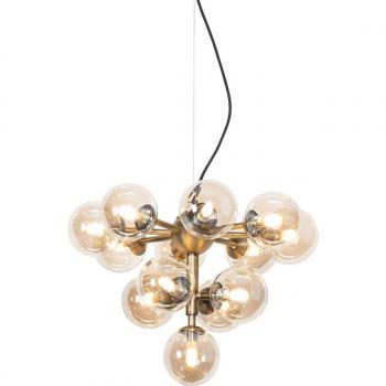 Lámpara colgante de bronce con 13 luces y cristal ámbar - Bianca