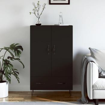 Aparador alto de madera de ingeniería negro 69,5x31x115 cm - Mueble de Almacenaje de Salón, Buffet para salón, Armario Auxiliar, Armario de Almacenamiento