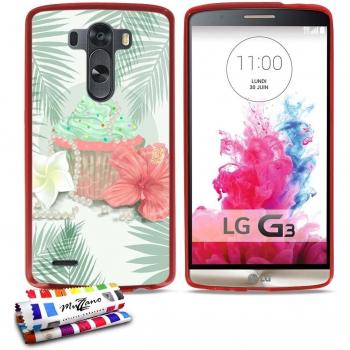 Carcasa flexible Ultra-Slim LG G3 VS98 de exclusivo motivo [CupCake Flores] [Roja] de MUZZANO + ESTILETE y PAÑO MUZZANO® REGALADOS - La Protección Antigolpes ULTIMA, ELEGANTE Y DURADERA para su LG G3 VS98