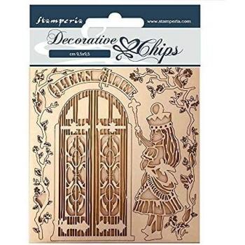 Stamperia International Chips-Queen Alice Fichas Decorativas-Reina Alicia, Varios, 9,5 x 9,5 cm