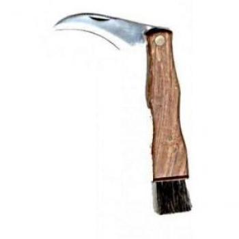 Cuchillo de Setas Plegable con Cepillo y Mango de Madera