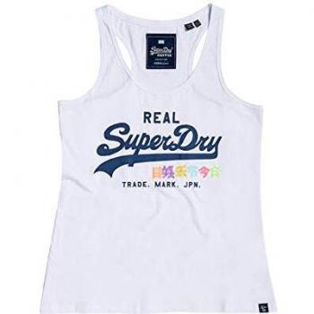 Superdry Vintage Logo Sequin Pop Entry Camiseta de Tirantes Anchos, Bianco