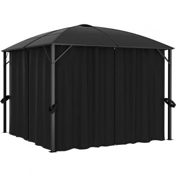 Cenador con cortinas 300x300x265 cm Antracita