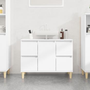 Armario para lavabo de madera contrachapada blanco 80x33x60 cm