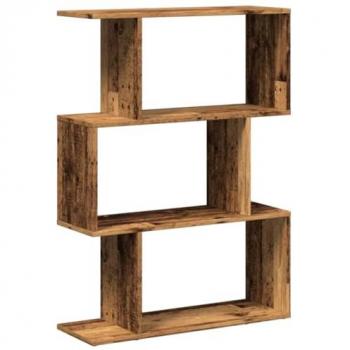 Librería divisora 3 niveles madera envejecida 70x24x97 cm