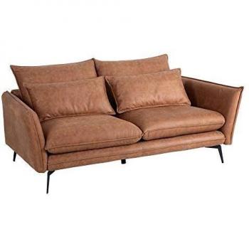 Sofá contemporáneo cámel de 2 plazas de Polipiel y Metal, de 188x100x84 cm - LOLAhome