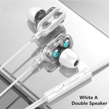 Auriculares internos deportivos con cable de 3,5mm, estéreo dual, micrófono, compatibles con ordenador y dispositivos iPhone/Xiaomi