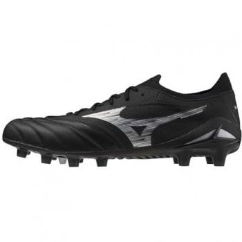 Mizuno Botas de Fútbol Morelia Neo IV Beta Elite FG - Color Negro, Talla 42, Diseño para Césped Artificial, Modelo MD, con detalles en Galaxy Silver