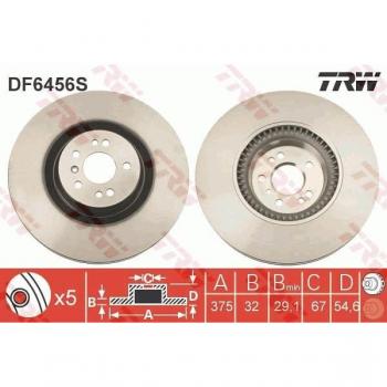 Disco de freno TRW DF6456S, frente, ventilado, 1 pieza
