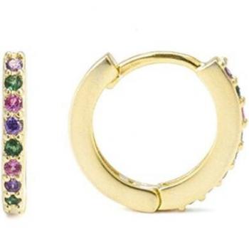 Pendientes Luxenter Valarys de Plata de Ley 925 con Circonita Multicolor y acabados en oro amarillo de 18K