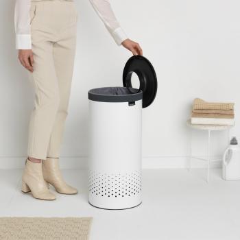 Cesta de Ropa Brabantia 35L Blanca con Tapa Gris Oscuro