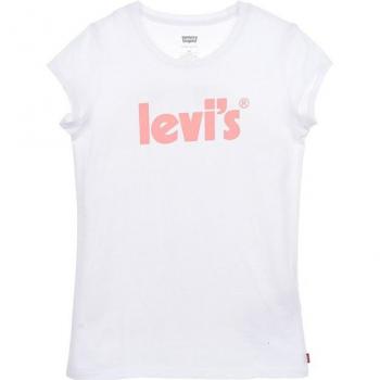 Levi's - Camiseta de niña manga corta con dibujo frontal blanco